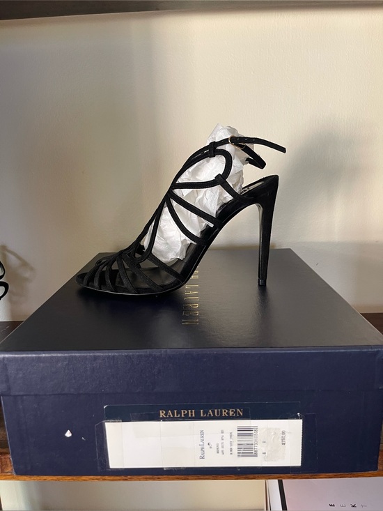 Ralph Lauren Shoes - NWT Ralph Lauren Collection Purple Label Black Suede Italian Strappy Heels 8B
